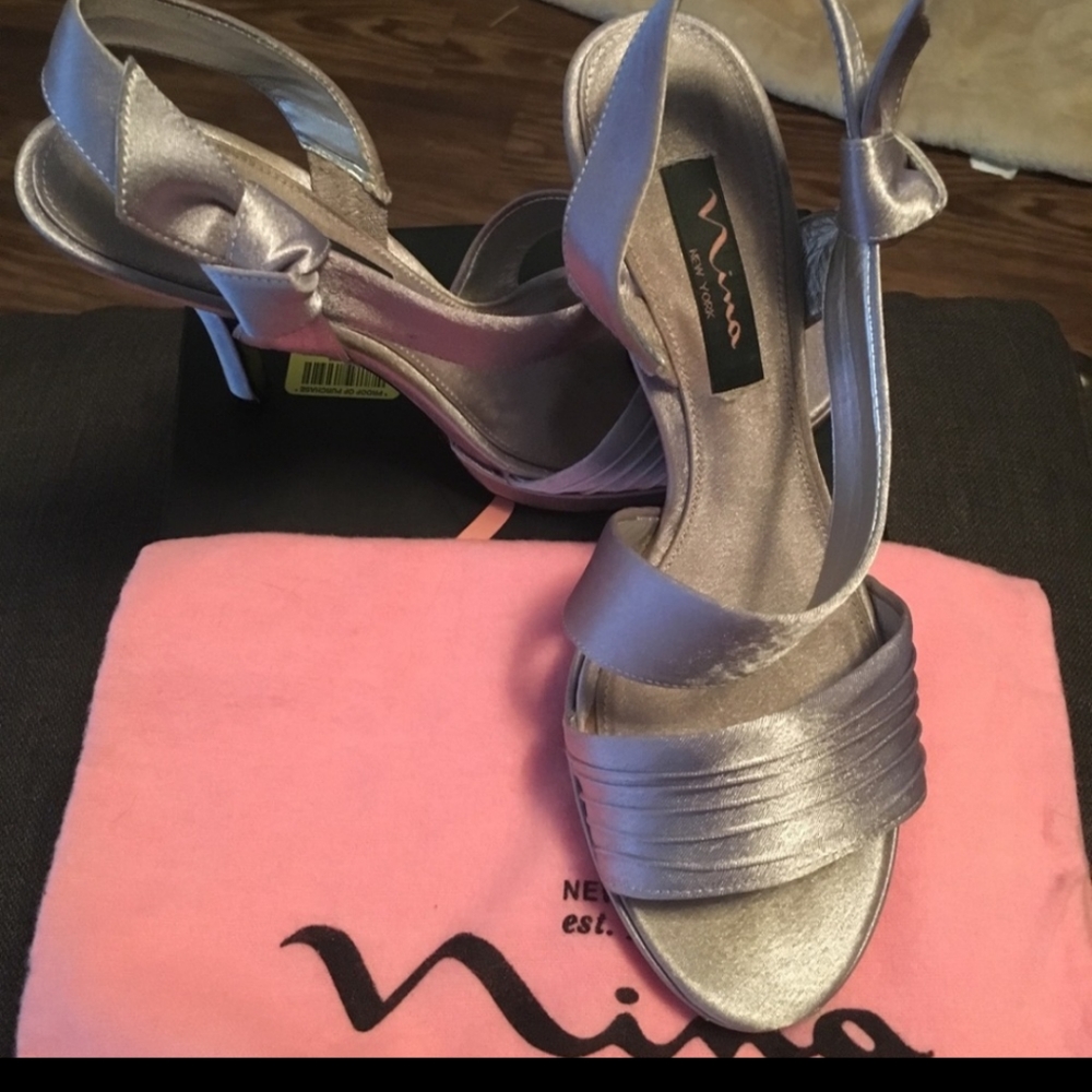Nina Brand New Silver Strappy Heels